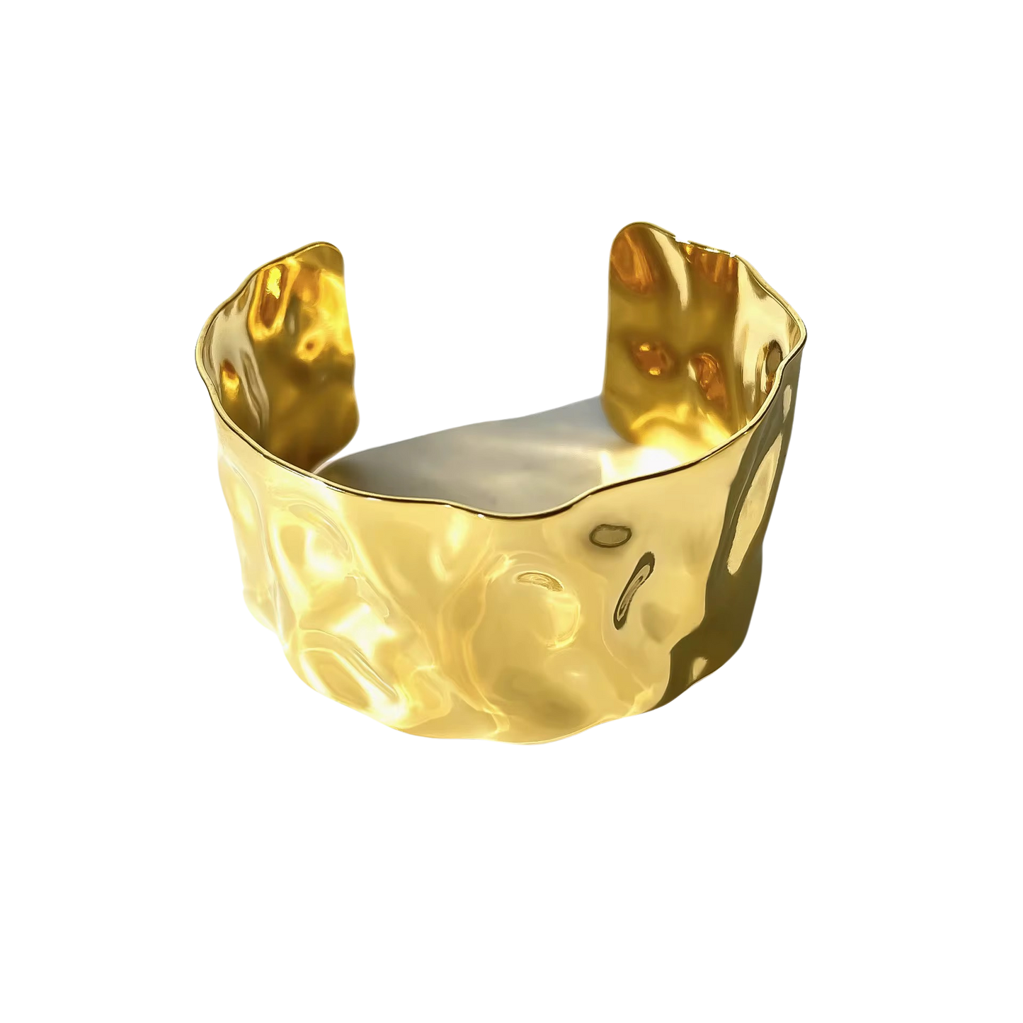 Hammered Chunky Cuff bangle in 18K Gold Plated Stainless Steel