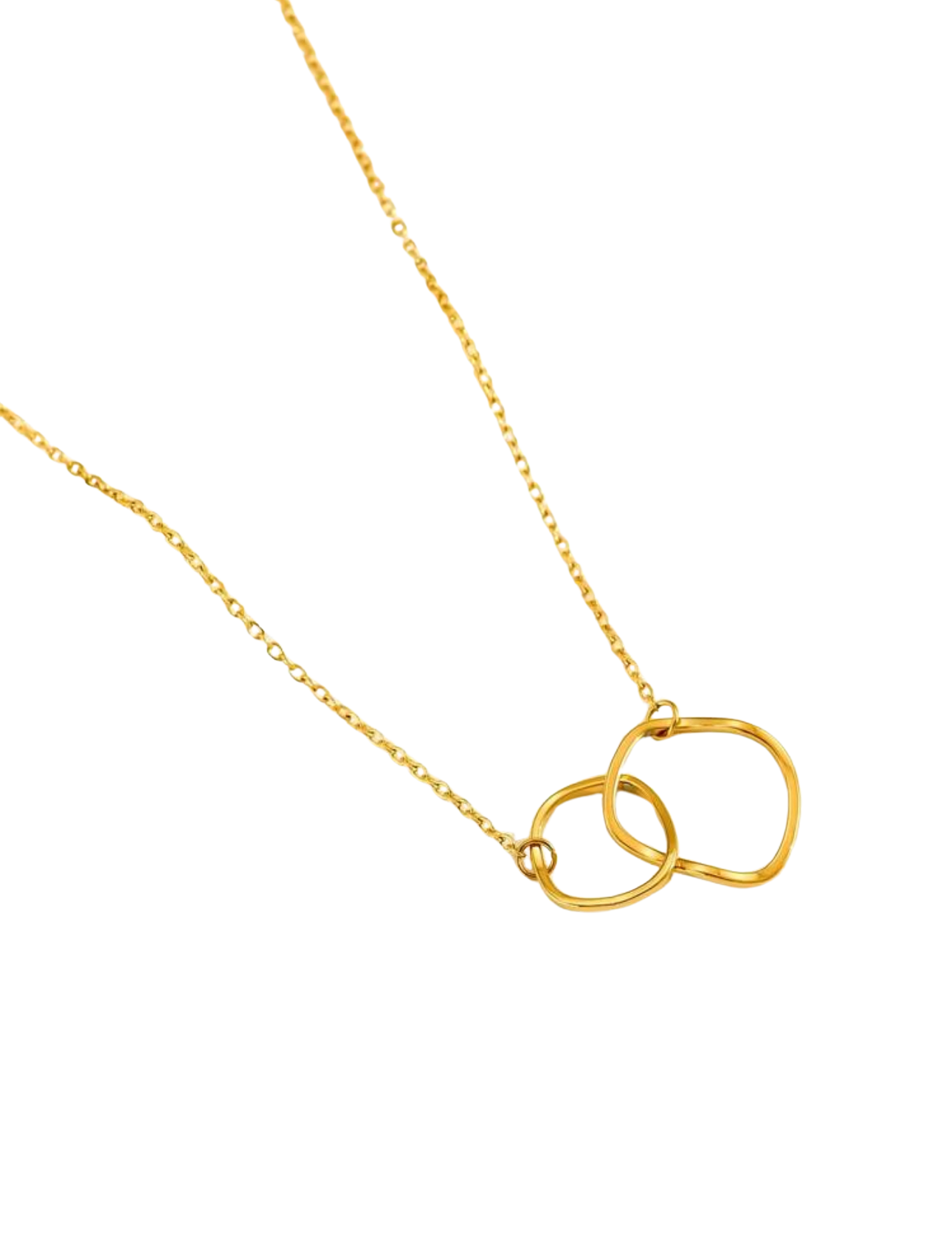 Stainless Steel Irregular Double Circle Pendant Necklace 18K Gold Plated Stainless Steel