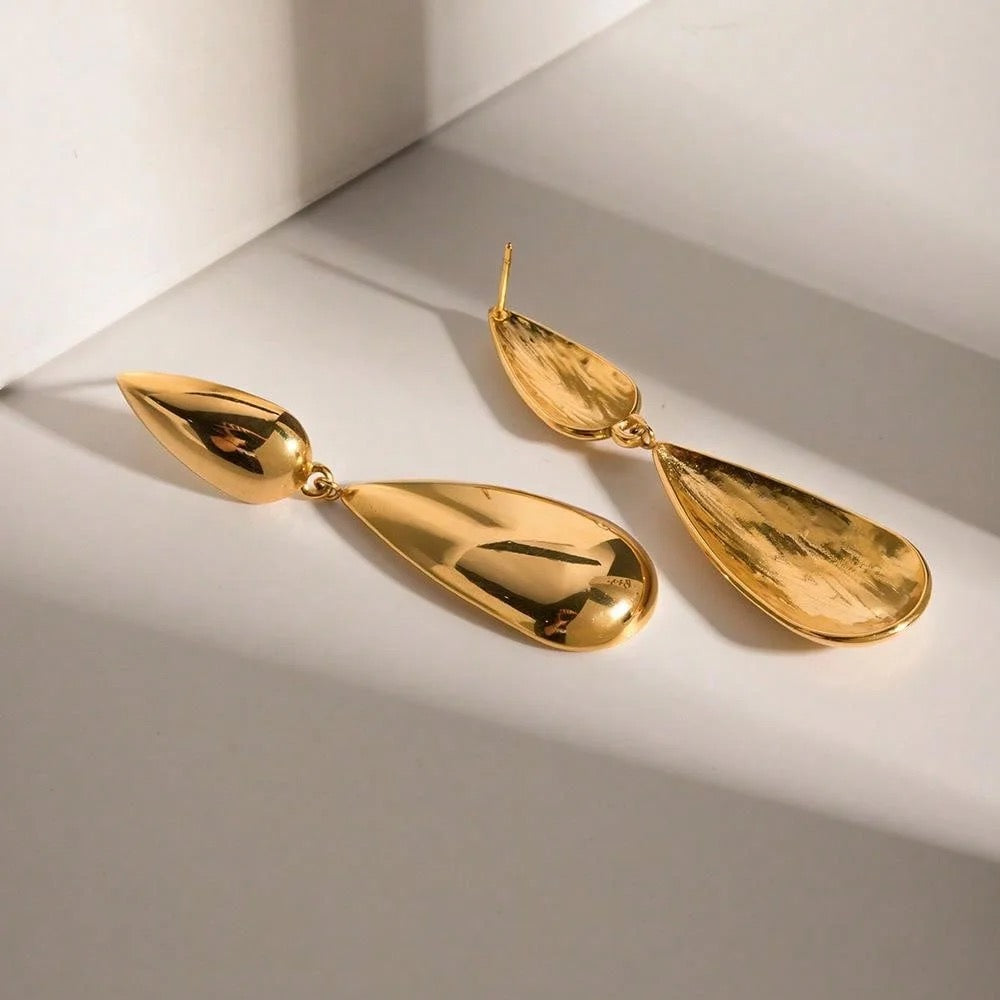 Water Drop Earrings - 18K Gold Plated Stainless Steel