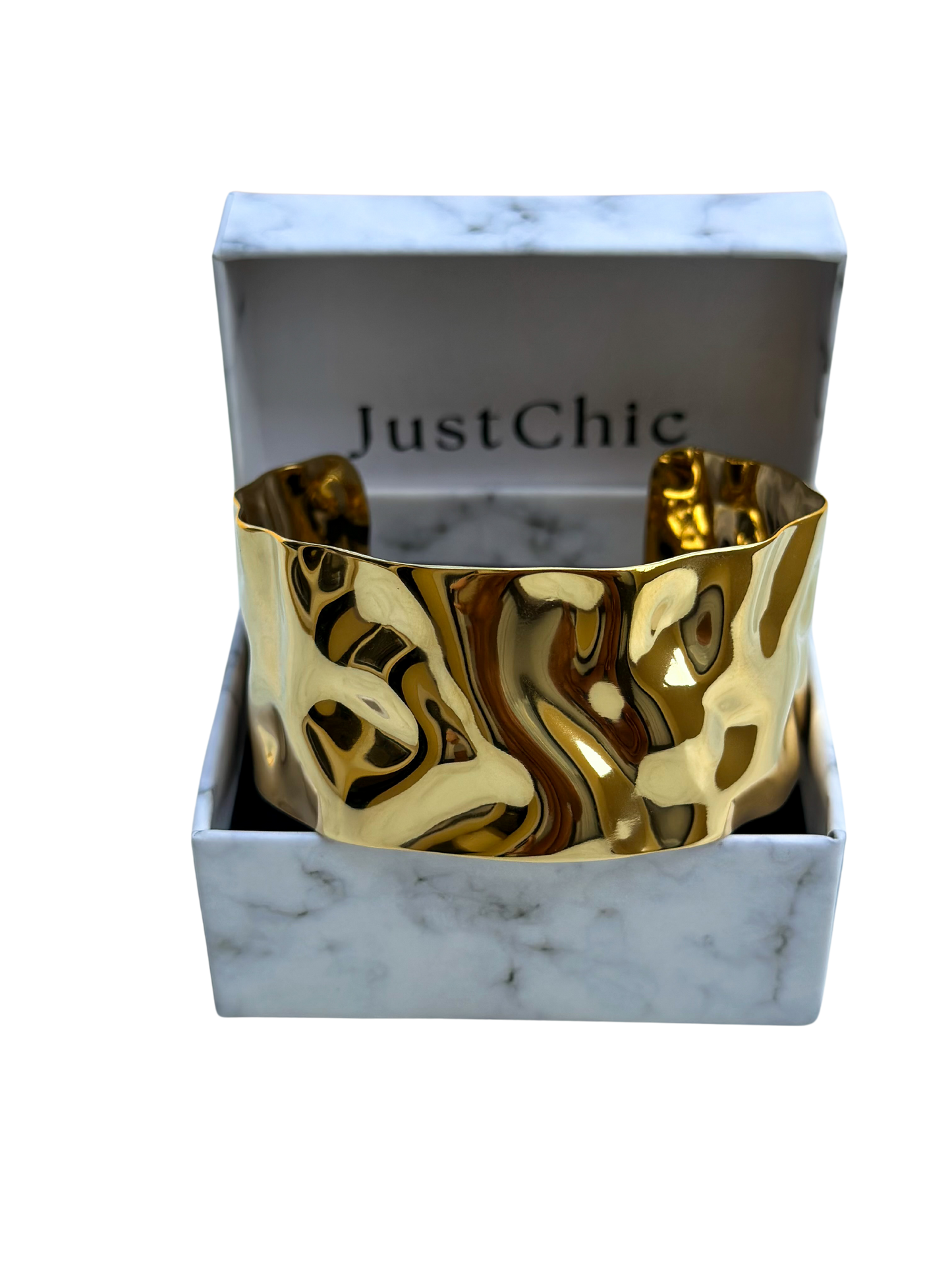 Hammered Chunky Cuff bangle in 18K Gold Plated Stainless Steel