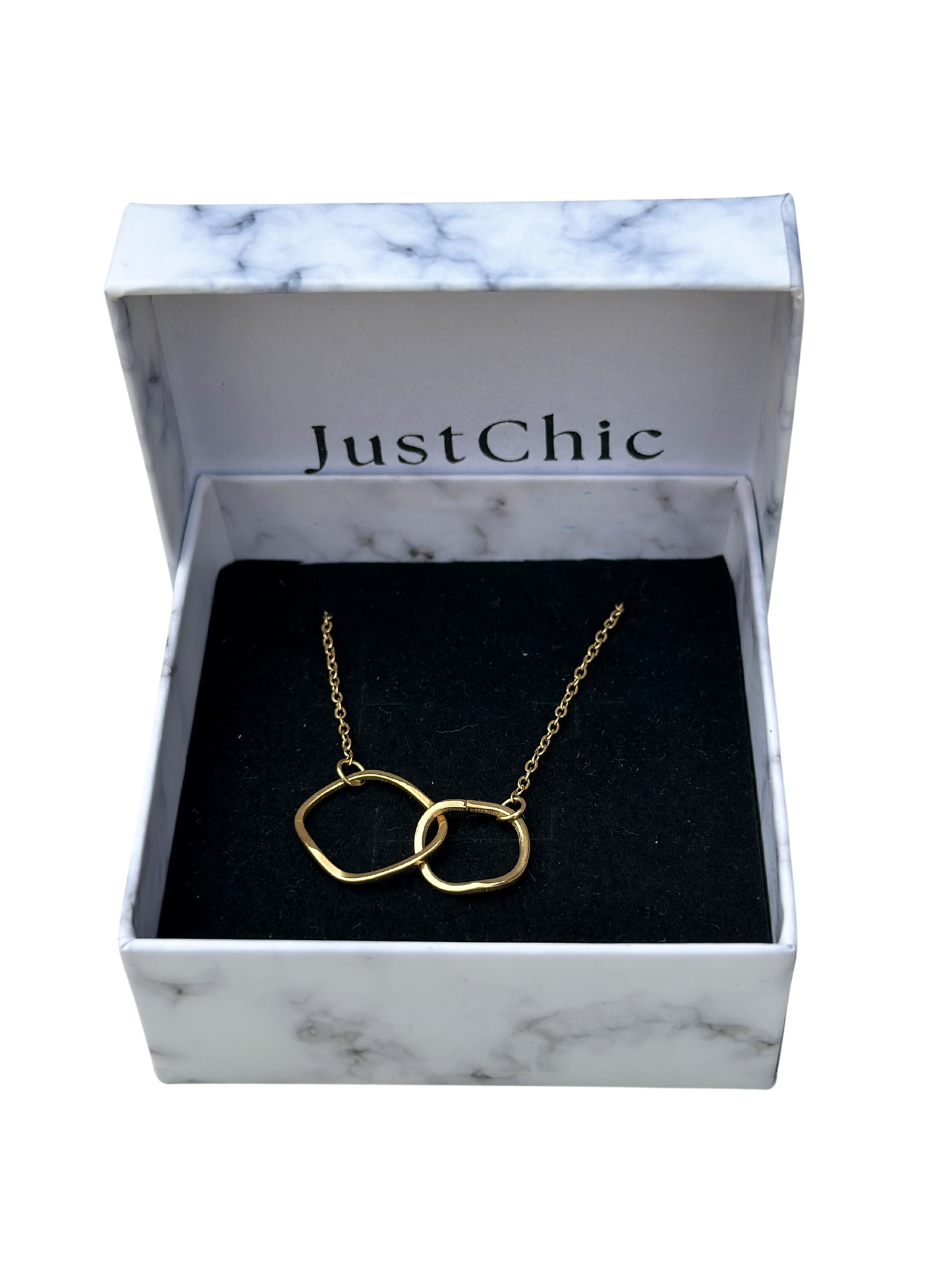 Stainless Steel Irregular Double Circle Pendant Necklace 18K Gold Plated Stainless Steel