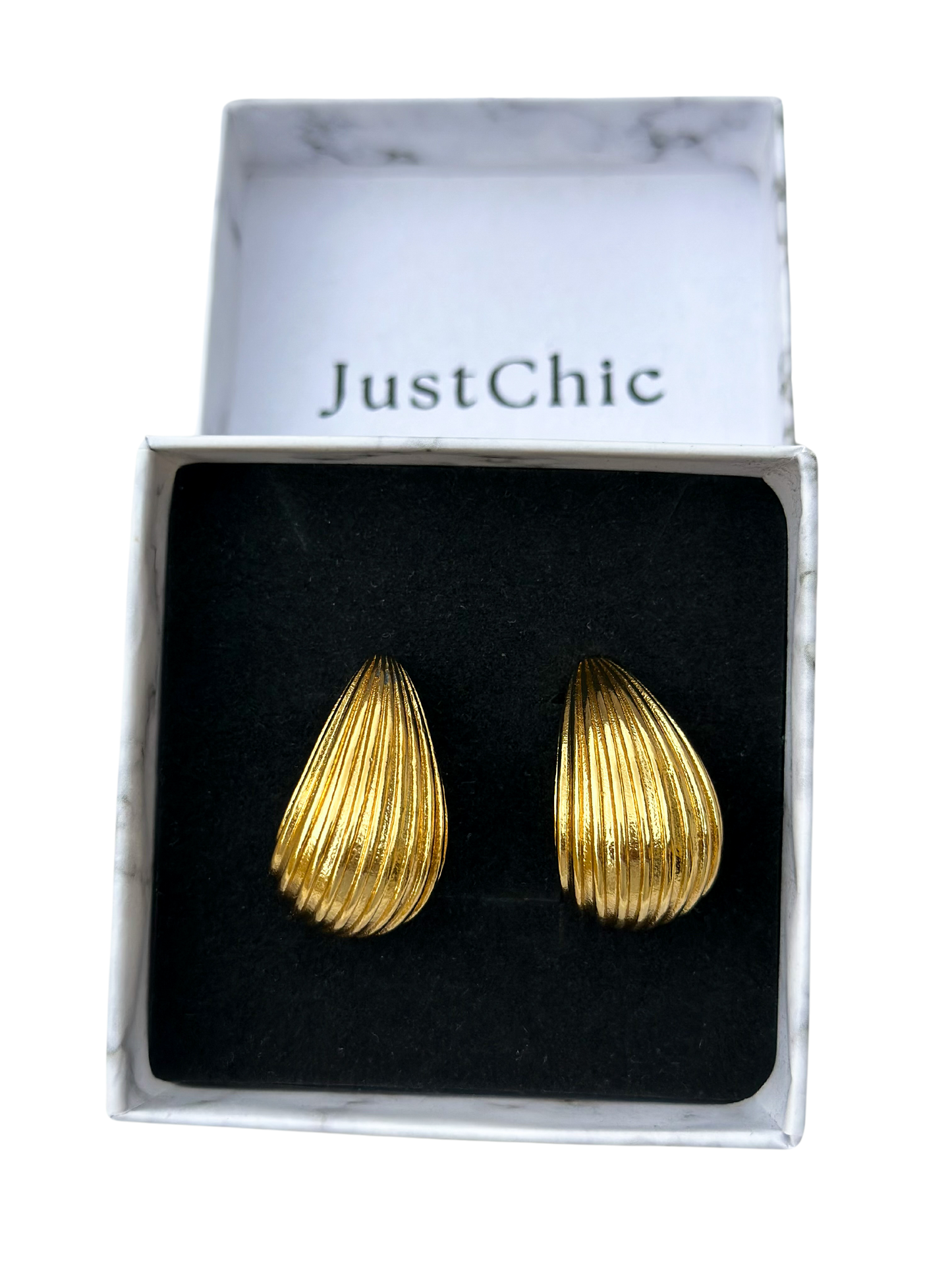Stripped Water Drop Earrings 18K Gold Plated Stainless Steel