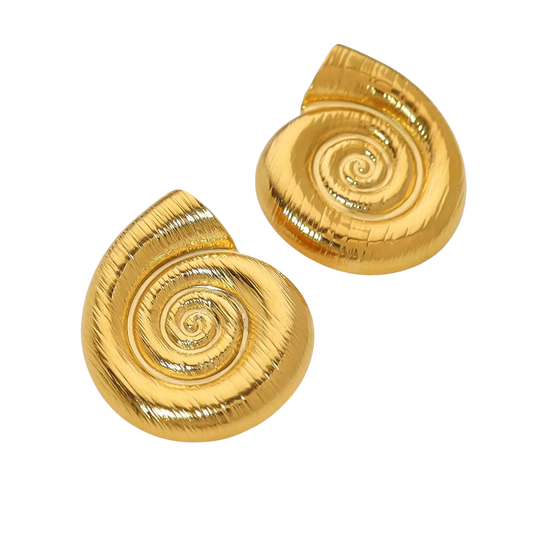 Spiral Vintage Chunky Stud Earrings 18K Gold Plated Stainless Steel