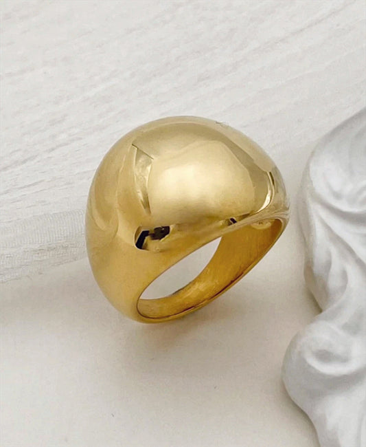 Dome-Shaped Ring - 18K Gold Plated Stainless Steel