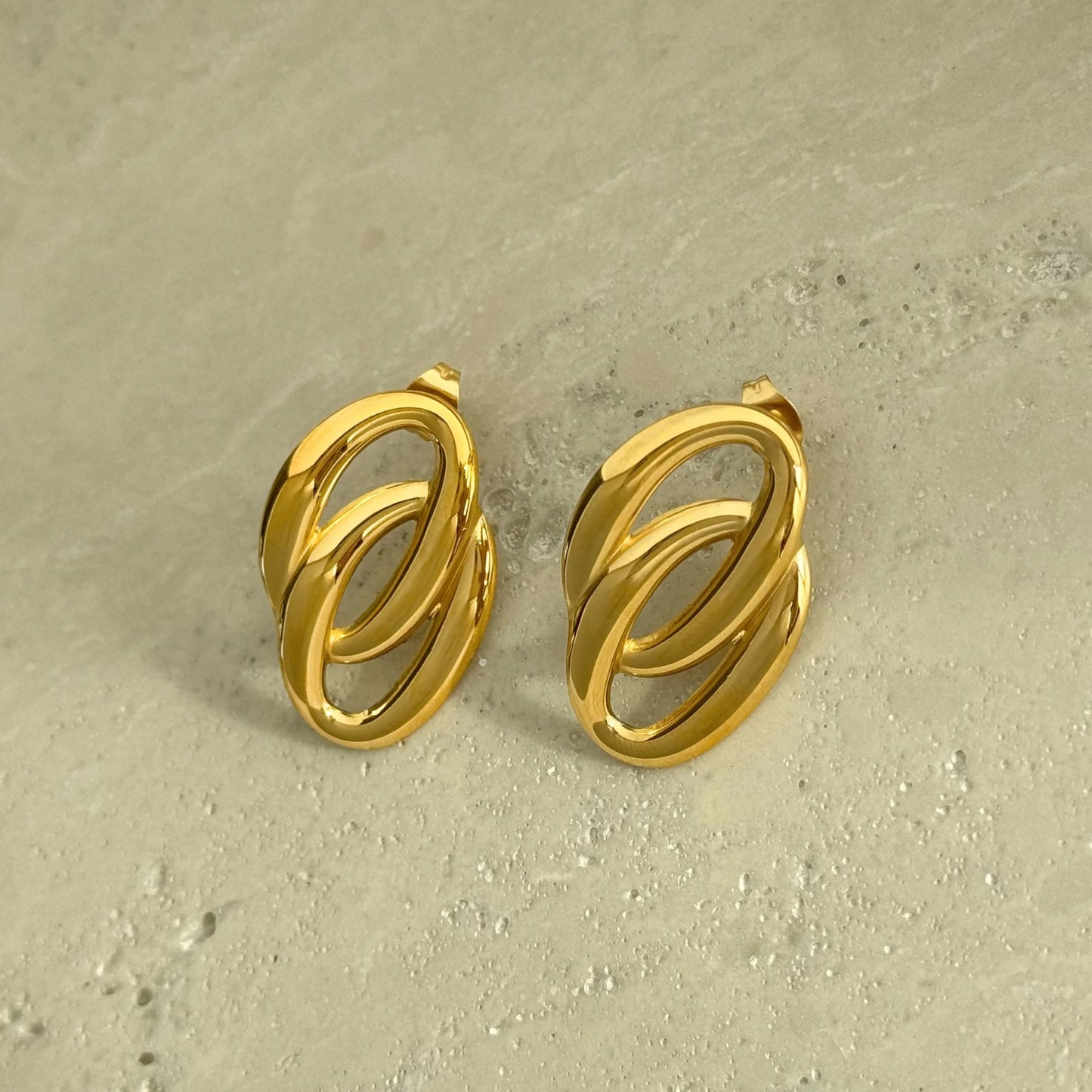 Knotted Stud Earrings - Stainless Steel 18K Gold-Plated