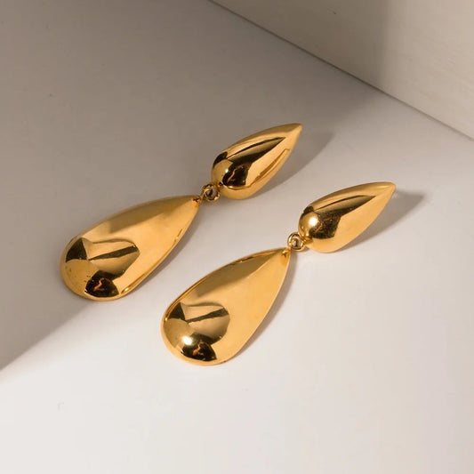 Water Drop Earrings - 18K Gold Plated Stainless Steel