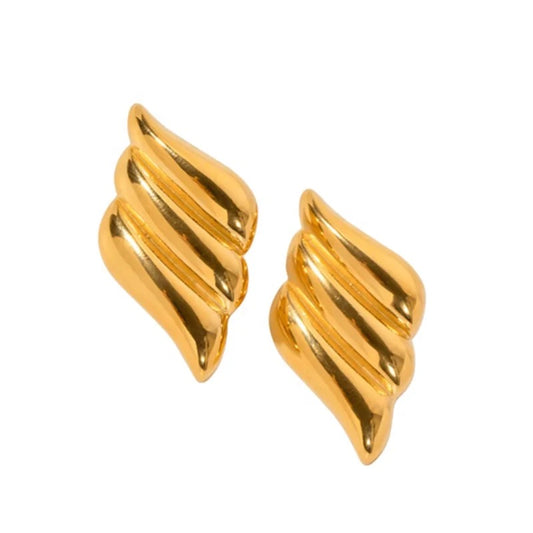 Angel Wings Design Stud Earrings - 18K Gold Plated Stainless Steel