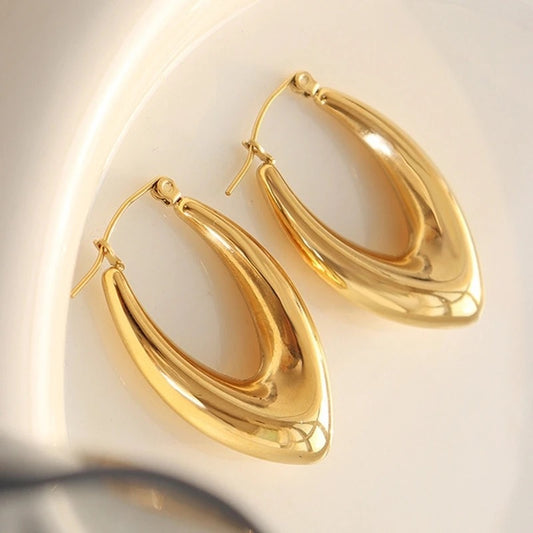 Chunky Hoop Earrings - 18K Gold Plated Stainless Steel