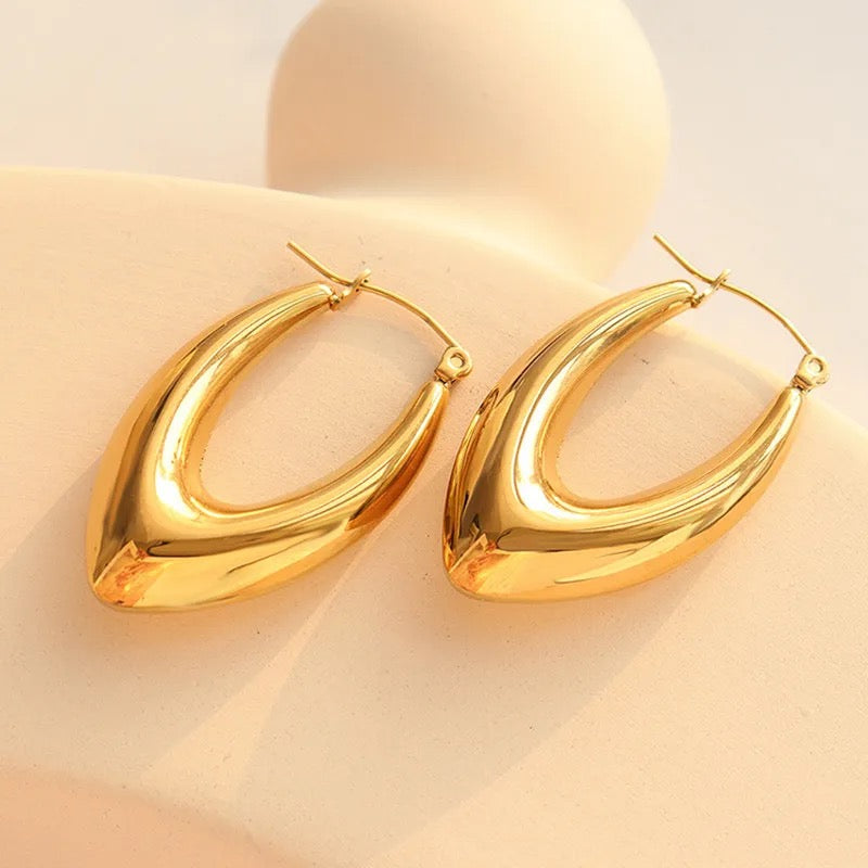 Chunky Hoop Earrings - 18K Gold Plated Stainless Steel