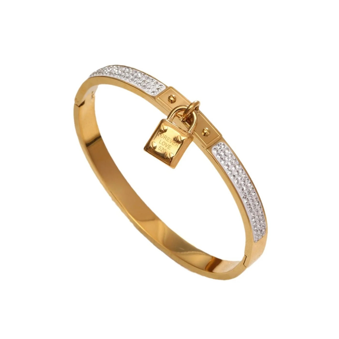 Love Lock Bangle - 18K Gold Plated Stainless Steel