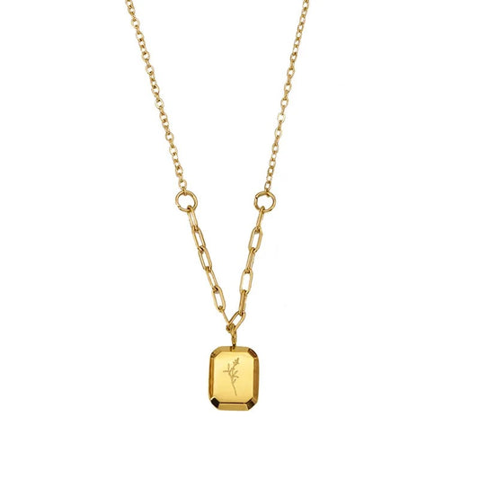 Dainty Wild Flower Pendant Necklace - 18K Gold Plated Stainless Steel