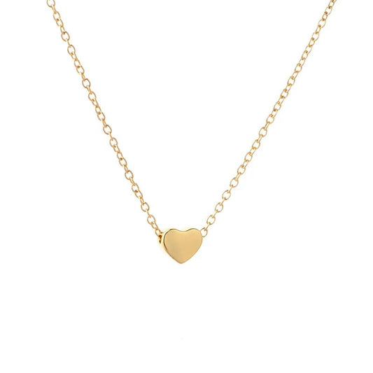 Dainty Necklace With Heart Pendant - 18K Gold Plated Stainless Steel