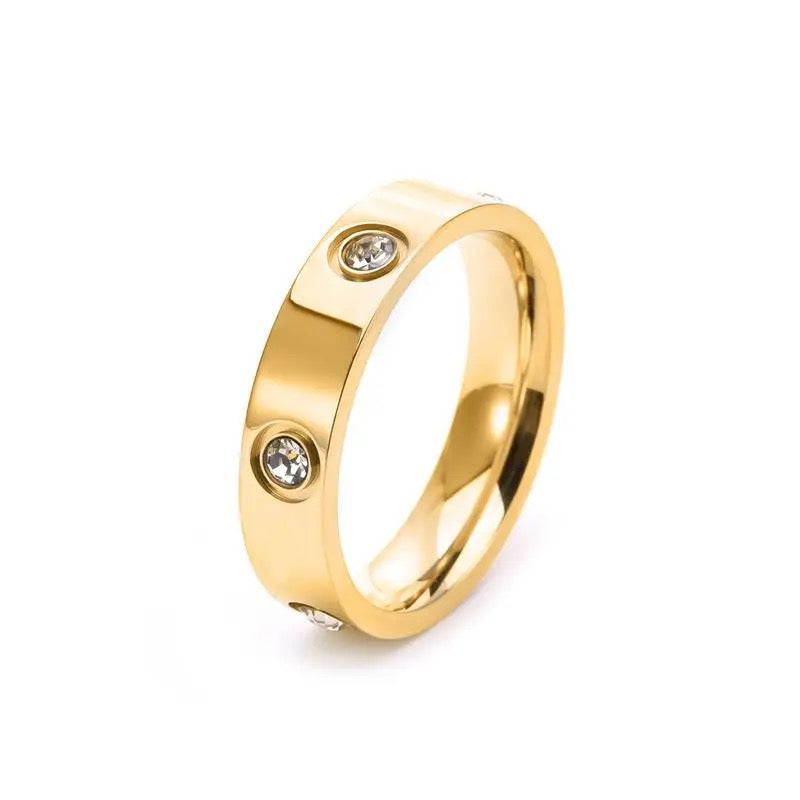 Zircon ring -18K Gold Plated Stainless Steel