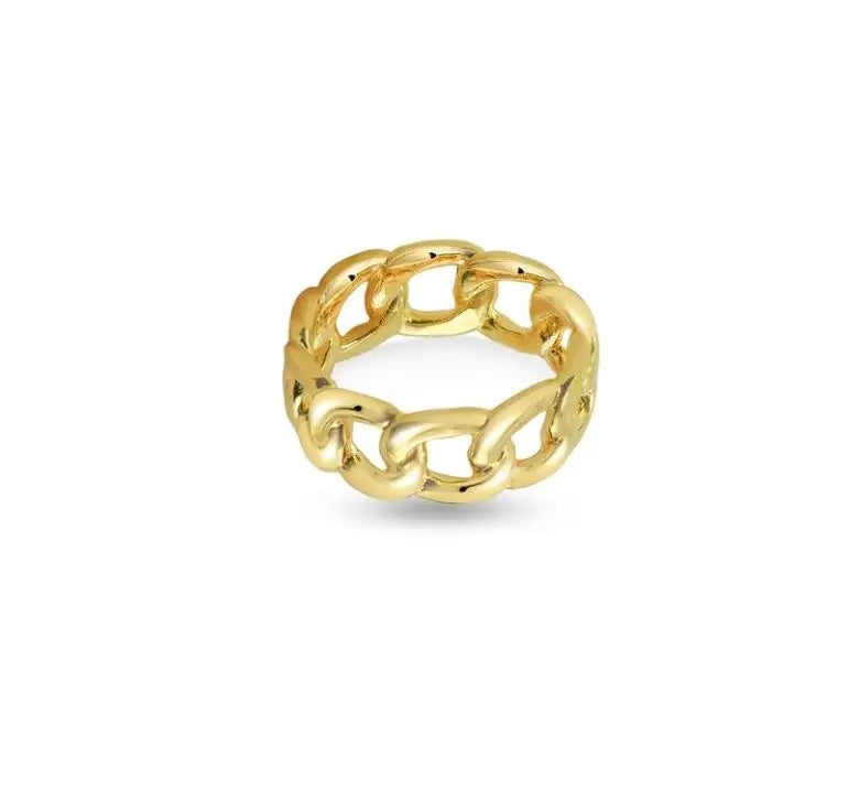 Chain Design Ring 18K Gold Plated Stainless Steel