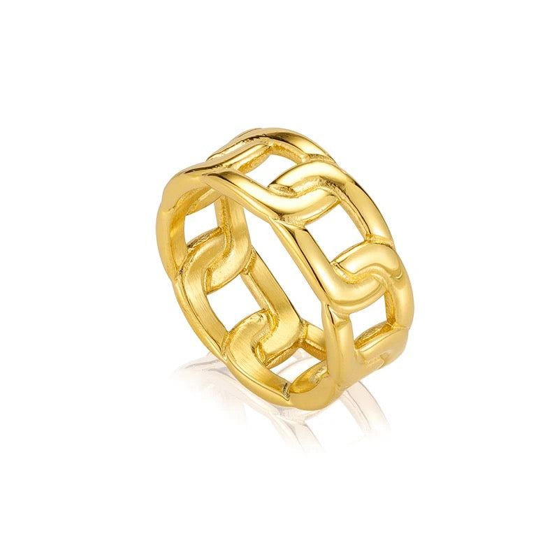 Chain Design Ring 18K Gold Plated Stainless Steel