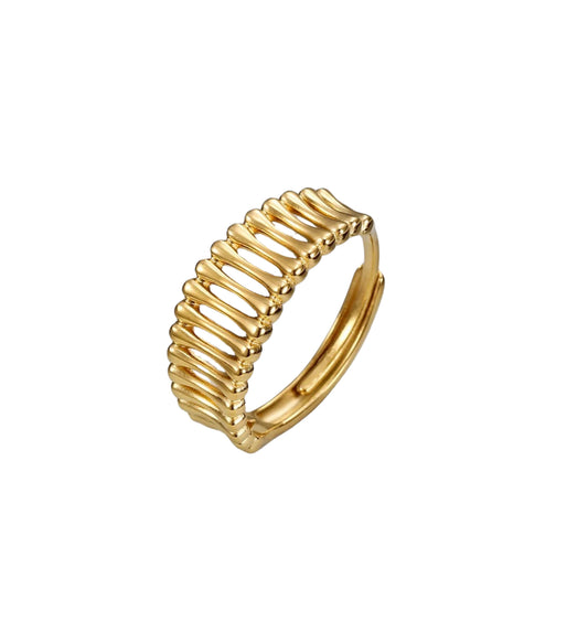 Bone Wave Adjustable Ring 18K Gold Plated Stainless Steel