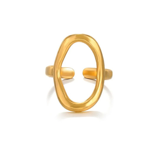 Irregular Hollow Opening Ring 18K Gold Plated Stainless Steel