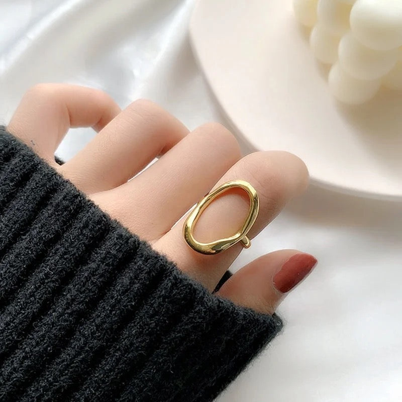 Irregular Hollow Opening Ring 18K Gold Plated Stainless Steel