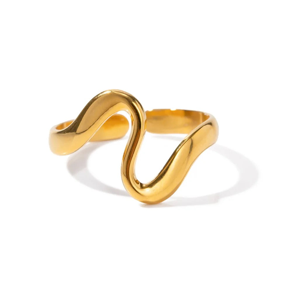 Minimalist Irregular Curve Ring 18K Gold Plated Stainless Steel