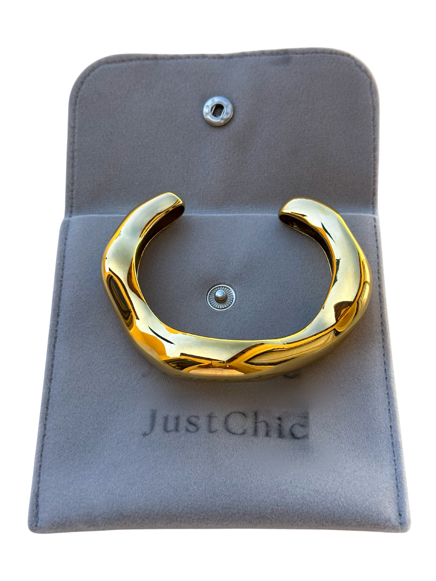 Wave-Shaped Cuff Bangle Bracelet 18K Gold Plated Stainless Steel
